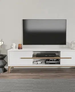 TV stolíky TV stolík Eslem - White, Walnut
