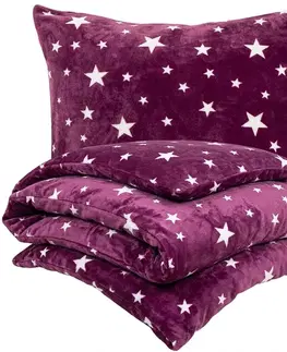 Obliečky 4Home Obliečky mikroflanel Stars violet, 140 x 200 cm, 70 x 90 cm