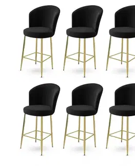 Barové stoličky Bar Stool Set (6 Pieces) Fora - Black, Gold