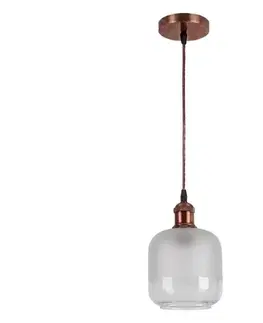 Svietidlá BRILAGI - LED luster na lanku RETRO GLASS 1xE27/60W/230V priemer 14 cm medená/biela NSTK7779+AI0179