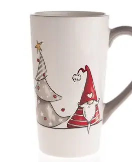 Hrnčeky a šálky Vianočný keramický hrnček Škriatok a sob, 580 ml, sivá
