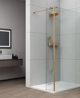 Sprchové dvere POLYSAN - ESCA GOLD MATT sprchová zástena s inštaláciou k stene 1500 a prídavným panelom 385, číre sklo ES1015ES1040G