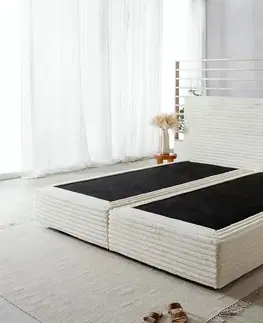Postele Boxspring DELIFE Boxspring posteľ Dream-Well plyšový manšester béžová 200x200 cm