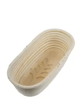 Chlebníky Kinekus Ošatka ratanová s dreveným dnom 32 x 15 x 9 cm, oválna, dekor Lístky