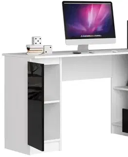 Písacie stoly Moderný písací stôl SCYL155P, biely / čierny lesk