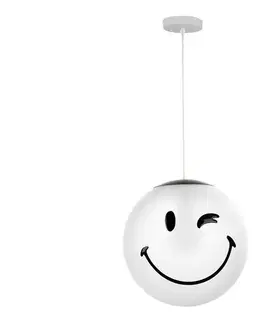 Svietidlá ONLI - Detský závesný luster SMILEY na lanku 1xE27/15W/230V biela SM-2001/S30W01