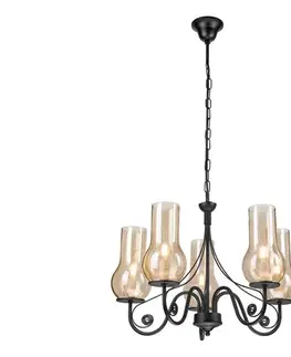 Svietidlá BRILAGI - LED Luster na reťazi COTTAGE 5xE14/40W/230V čierna/hnedá BG1516+5xBG2273