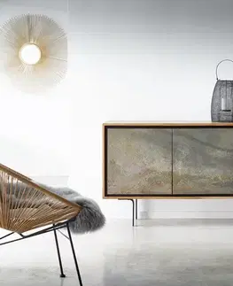 Komody DELIFE Komoda Juwelo 150 cm akácia prírodná so kamennou dyhou