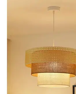 Svietidlá BRILAGI - Luster na lanku CEDAR LUNETA 1xE27/15W/230V pr. 45 ratan/hnedá/krémová 607902