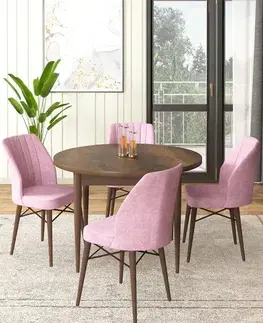 Jedálenské sety Dining Table & Chairs Set (5 Pieces) Rox - Baroque, Pink