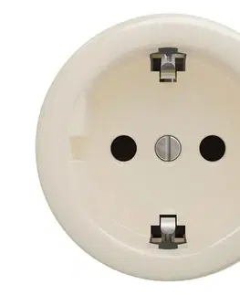 Predlžovacie káble lap - Retro domová zásuvka bez rámčeka SCHUKO 230V/16A béžová B/ZS