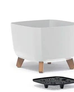 Kvetináče a truhlíky NABBI DGQL300 plastový kvetináč na nožičkách 29 cm biela