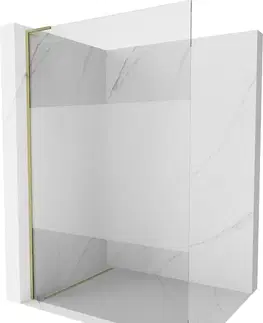 Sprchové dvere MEXEN/S - Kioto L Sprchová zástena WALK-IN 70 x 200, transparent/dekor, zlatá 800-070-103-50-35