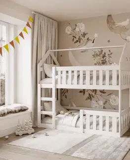 Postele ArtAJ Detská poschodová posteľ TINNY mini | biela 80 x 190 cm