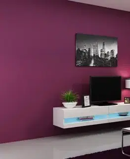 TV stolíky CAMA MEBLE Vigo New 180 tv stolík na stenu biela / biely lesk