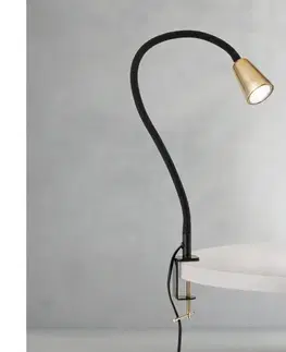 Lampy Orion - Flexibilná stolová lampa s klipom DOTTY 1xGU10/10W/230V mosadz/čierna LA 4-1231/1 schwarz/MS