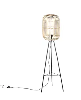 Stojace lampy Rustikálna stojaca lampa z ratanu - Manila