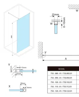 Sprchové dvere Bruckner - SPITZA sprchová zástena WALK-IN, 900, číre sklo 750.090.1