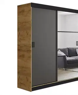 Spálňové šatníkové skrine Skriňa Retro 138 5L craft / Dvierka grafit