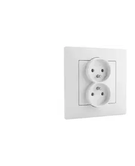 Predlžovacie káble Legrand - Dvojitá domová zásuvka 250V/16A s rámikom NILOE STEP biela LR0060+LR0050