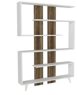 Knižnice Knižnica Rain - White, Walnut