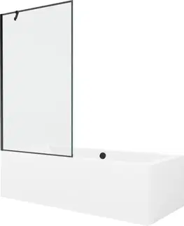 Sprchové dvere MEXEN/S - Cube obdĺžniková vaňa 170 x 80 cm s panelom + vaňová zástena 100, čierna vzor 550517080X9510007070