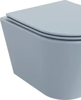 Záchody MEXEN - Rico Závesná WC misa Rimless vrátane sedátka s slow, Duroplast, šedomodrá mat 30724069
