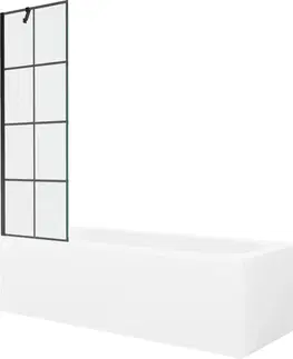 Sprchové dvere MEXEN/S - Vega obdĺžniková vaňa 170 x 70 cm s panelom + vaňová zástena 60, čierna vzor 550117077X9506007077