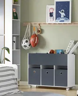Regály KINDER detský regál na kolieskach, biela/šedá