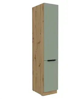 Kuchynské dolné skrinky KONDELA Arsany 40 DK-210 2F potravinová skriňa aquamarine / dub artisan
