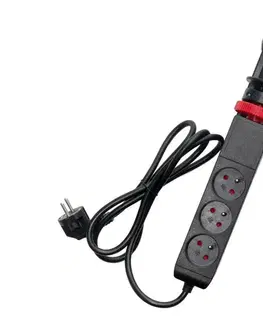 Predlžovacie káble - Predlžovací kábel s uchytením na stôl, 3 zásuvky Typ E + 2x USB-A + 1x USB-C, 1,5 m, čierny 52001087
