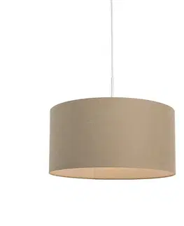 Závesné svietidlá Rustikálne závesné svietidlo biele s svetlohnedým tienidlom 50 cm - Combi
