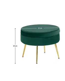 Taburety KONDELA Noblin Typ 1 taburetka zelená (Velvet) / zlatá