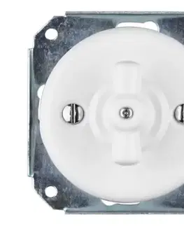 Predlžovacie káble Bohemia-Design - Porcelánový retro otáčací vypínač bez rámčeka č. 7 biely 12357550