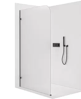 Sprchové dvere CERANO - Sprchová zástena Walk-in Orbis - Ľavá - 8 mm - čierna matná, mliečne sklo - 100x200 CER-682120