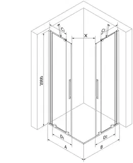 Sprchovacie kúty MEXEN/S - Velar Duo sprchovací kút, posuvné dvere 100 x 100, dekor, zlato kartáčovaná 871-100-100-32-55