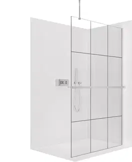 Držadlá k vani CERANO - Sprchová zástěna Walk-in Onyx Top Round L/P - 8 mm - kulatá vzpěra + polička/držák na ručníky - chrom, industriální sklo - 90x200  CER-8050BD1629