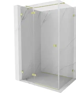 Sprchovacie kúty MEXEN/S - Lunar T sprchovací kút dvere krídlové ľavá 135 x 110, transparent, zlato kartáčovaná 834T-135-110-55-00-L