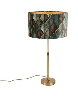 Stolné lampy Stolová lampa bronzová s velúrovým tienidlom s dizajnom listov a zlatým vnútorným povrchom - Parte