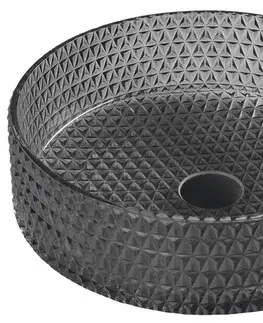 Umývadlá SAPHO - MARAGUA gravírované sklenené umývadlo na dosku priemer 39,5cm, čierna TY214