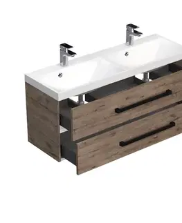 Kúpeľňový nábytok Kúpeľňová skrinka s čiernou úchytkou a umývadlom SAT Cube Way 120x53x40 cm dub Wellington mat CUBE2C120ZDW CUBE2C120ZDW