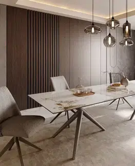 Jedálenské stoly DELIFE Jedálenský stôl Edge 300x100 keramika Minas melange bielo-béžová Estelar okrúhly kov efektová úprava titánová