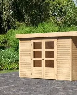 Zahradné domčeky Drevený záhradný domček ASKOLA 5 s prístavkom  Lanitplast