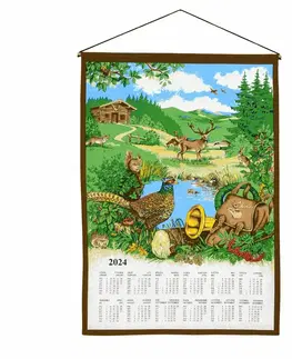 Utierky Forbyt Textilný kalendár 2024 Poľovnícky s tyčkou, 46 x 65 cm