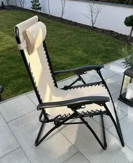Záhradný nábytok Záhradné a plážové relaxačné kreslo s podnožkou Regina, béžová