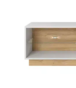 TV stolíky ArtLas RTV stolík ARTENS 138 s LED | dub grandson/biely lesk