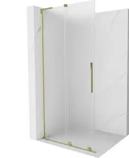 Sprchové dvere MEXEN/S - Velar L Sprchová zástena posuvná Walk-in 90 x 200, dekor 8 mm, zlato 871-090-003-33-50