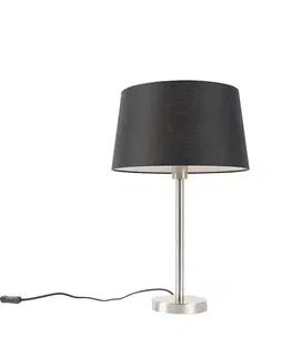 Stolné lampy Moderná stolná lampa oceľ s čiernym tienidlom 35 cm - Simplo