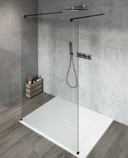 Sprchové dvere GELCO - VARIO BLACK jednodielna sprchová zástena do priestoru, číre sklo, 1000  GX1210GX2214