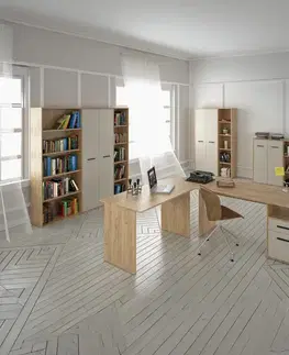 Písacie a pracovné stoly KONDELA Maurus MA11 New rohový pc stolík dub artisan / kašmír